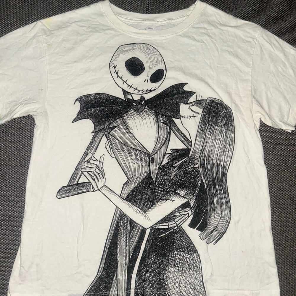 Disney White T-Shirt with Black Nightmare Before Christmas Design - Picture 2 of 5
